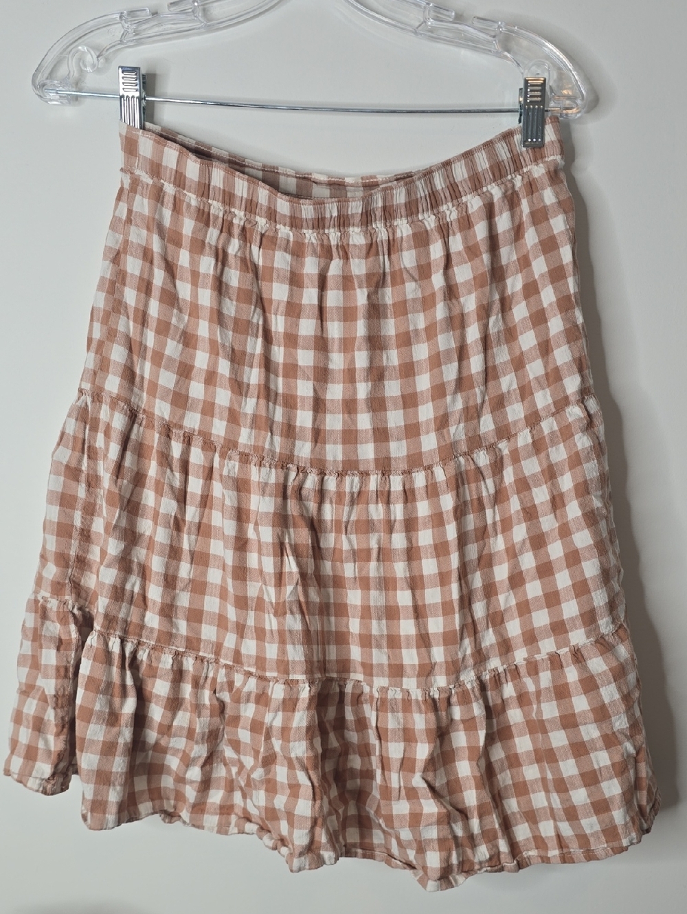 Old Navy Button-Front Tiered Gingham Skirt - Beige/White - Picture 5 of 5